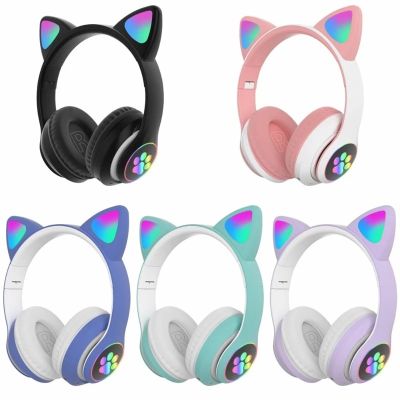 ZZOOI Best Gift LED Cat Ear Wireless Headphones Bluetooth 5.0 Young People Kids Headset Support Close LED 3.5mm Plug With Mic
