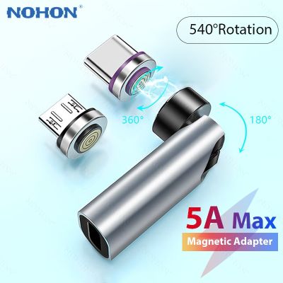 NOHON 540° Magnetic USB C Adapter Micro USB Type C Connector 5A Fast Charging Converter 3 in 1 Magnet Phone Adapters