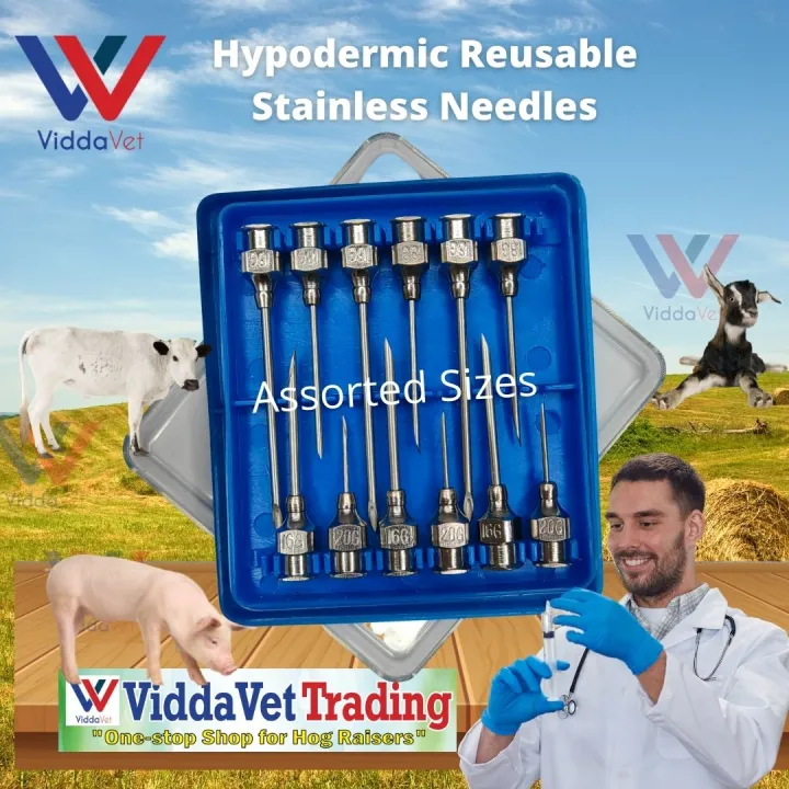 1 Dozen Stainless Needles for Weanling Pigs and other Livestock (Gauge