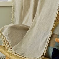 【YD】 Half Blackout Curtains Room Bedroom Cotton and Curtain Tassel Finished Window