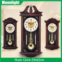 MOONLIGHT- Retro Swing Clock Living Room Music Pendulum Clock Home Creative Simple Quartz Clock Hourly Chiming Wall Clock