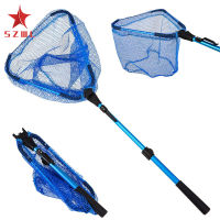 Triangular Fishing Net With Adjustable Length Telescopic Pole Aluminum Alloy Rubber Coated Landing Net