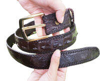 เข็มขัดผู้ขาย หนังจระเข้ รุ่นกระดูกเดียว Buckle &amp; Belt สีน้ำตาลเม็ดมะขาม