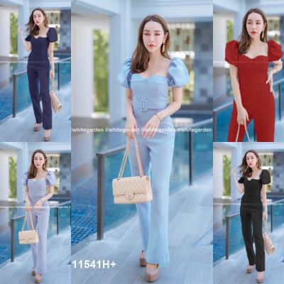 TW11541 Jumpsuit จั้มสูทคอเหลี่ยมแขนตุ๊กตา