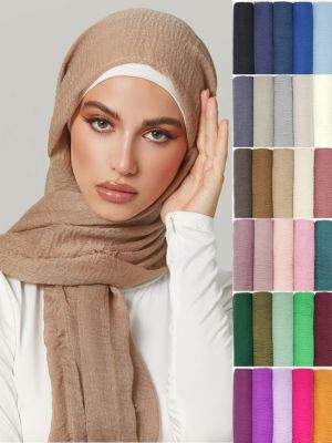 【YF】 95x180CM Women Muslim Crinkle Hijab Scarf Femme Musulman Soft Cotton Headscarf Shawls Wraps Head Scarves wholesale