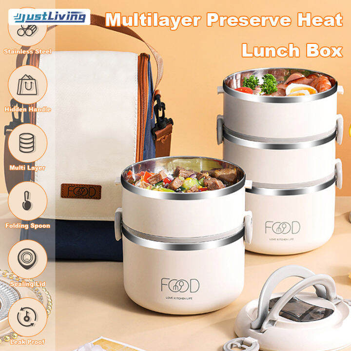 JustLiving 4.3L Portable Lunch Box 304 Stainless Steel Insulated Lunch