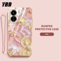 YBDเคสสำหรับโทรศัพท์ดีไซน์ใหม่ Vivo IQOO Z7X 5G iQOO Z7 Y78+ V29 LITE Y36 5G เคสชุบน้ำมันเคสภาพวาดลายดอกไม้เคสแถมฟรีสายคล้อง