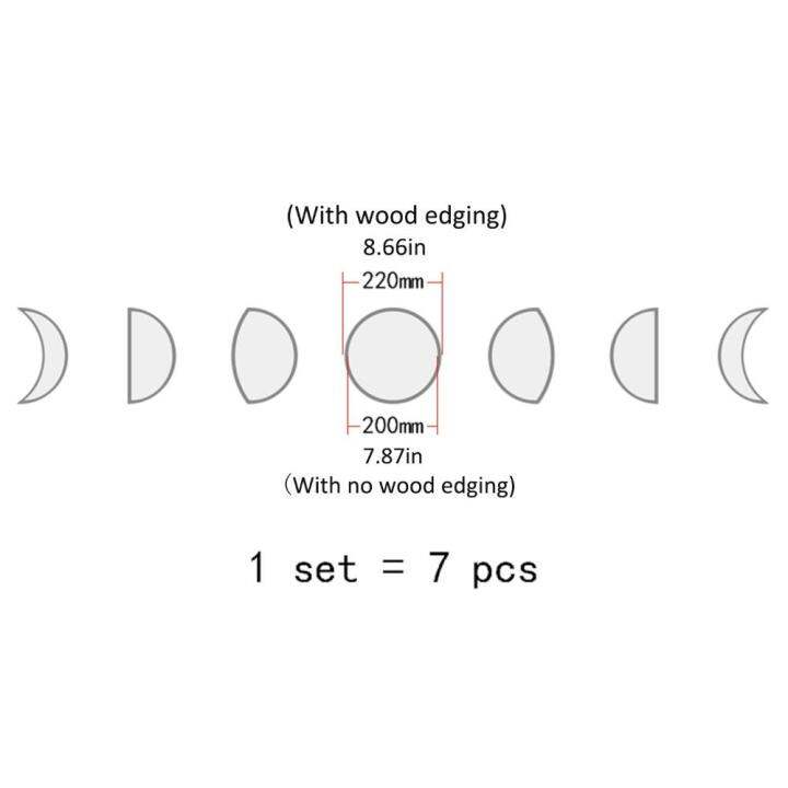 senate70te8จาก-denounce-ของขวัญ7ชิ้นสำหรับห้องน้ำห้องรับประทานอาหารสไตล์นอร์ดิกโบฮีเมียนทรงจันทรุปราคา-basswood-กระจกชุดเฟสมีดวงจันทร์เครื่องตกแต่งฝาผนังอุปกรณ์เครื่องตกแต่งฝาผนังเล็บ