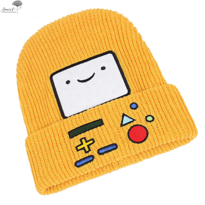 หมวกถักนิตติ้งหญิง-amart-ฤดูหนาวเครื่องเกมอินเทรนด์การ์ตูนหมวกขนสัตว์อบอุ่นสำหรับสกีสโนบอร์ดสเก็ต