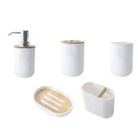 【jw】✓❖∏  5Pcs Banheiro Set Toilet Holder Toothbrush Glass Cup Dispenser Saboneteira Acessórios