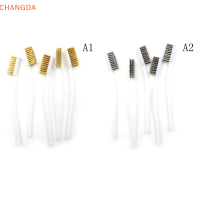 ?【Lowest price】CHANGDA 5pcs 6.9-inch Plastic Handle ทองเหลือง3แถวแปรงทำความสะอาดลวด Wenwan TOOL