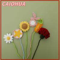 CAIOHUA 2PCS ขนสัตว์ถักนิตติ้ง ที่คั่นหนังสือเดซี่ สีสันสดใส ถักด้วยมือ บุ๊คมาร์ค สร้างสรรค์และสร้างสรรค์ ผ้าฝ้ายขนสัตว์ขนสัตว์ เครื่องหมายการแบ่งหน้า ของขวัญสำหรับเด็ก