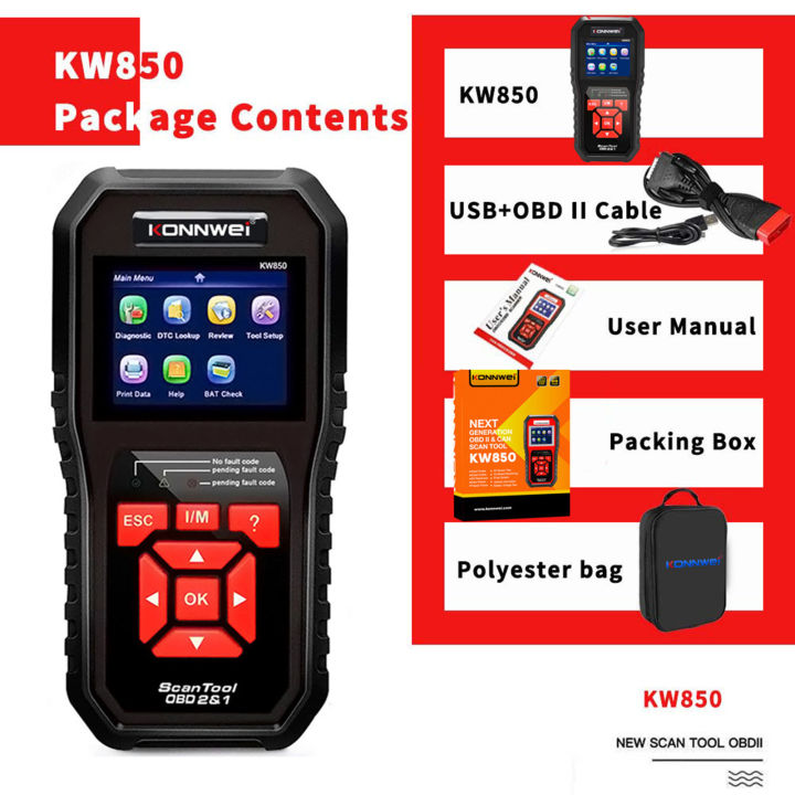 konnwei-สแกนเนอร์-obdii-kw850ตรวจสอบเครื่องอ่านโค้ดรถยนต์สำหรับรถยนต์-obdii-หลัง1996