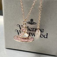 VIVIENNE WESTWOOD Full Diamond Rose Gold Three-dimensional Necklace Womens Clavicle Chain