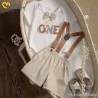 ﹍ Ma baby 6-18M 1 ° Aniversário Baby Boy Roupas Set Criança Recém-nascido Infantil Uma Carta Romper Geral Shorts Gentleman Outfits