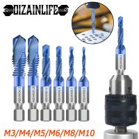 6pcs M3M10 Screw Tap Drill Bits Hss Tap Counter Sink Deburr Metric High Speed Steel 1/4 IN Quick Change Hex Tool For Woodworking