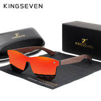 KINGSEVEN 2021 Luxury Walnut Wood Sunglasses Polarized Wooden Brand Designer Rimless Mirrored Square Sun Glasses For WomenMen