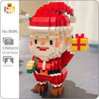 PN 9096 Festival Merry Christmas Day Santa Claus Bag Smile Doll DIY Mini Diamond Blocks Bricks Building Toy For Children No Box