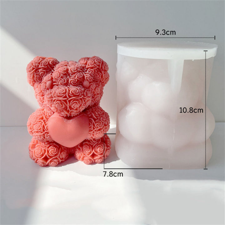 cake-decor-of-candy-love-roses-mould-valentines-day-foam-candle-mold-bear-flowers