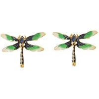 2X Dragonfly Brooches for Women Green Enamel Insect Dragonfly Brooch Men Suit Dress Pin and Brooches