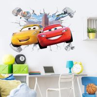 【CW】∋✈  Lightning Racing Super Off-road Wall Stickers Broken Poster Car Decal Kids Room Boys Favors