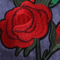 Red Flower Embroidered Cloth Patch Clothing Hole Handmade DIY Patch Sticker Rose Embroidered Logo Badge Needs Hand Sewing