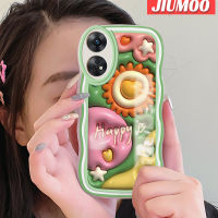 เคส JIUMOO สำหรับ OPPO Reno 8 T 5G Reno8 T A1 Pro เคส3D ลายดอกทานตะวันสุดสร้างสรรค์สีสันสดใสลายคลื่นเคสโทรศัพท์แบบใสป้องกันเลนส์กล้องกล่องกันกระแทกซิลิโคนเคสนิ่มโปร่งใส