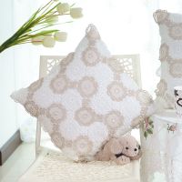 [Yunyun fabric workshop] เย็บปักถักร้อยลูกไม้ยุโรปโยนปลอกหมอนตกแต่งโซฟาปลอกหมอนอิง Home Yunyun fabric workshopel แต่งงานหมอนครอบคลุมล้างทำความสะอาดได้สีขาว