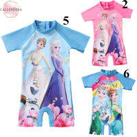 ชุดว่ายน้ำวันพีซสำหรับเด็กผู้หญิง Ice Snow Princess Print Sunscreen Swimsuit สำหรับเด็กอายุ1-6ปี