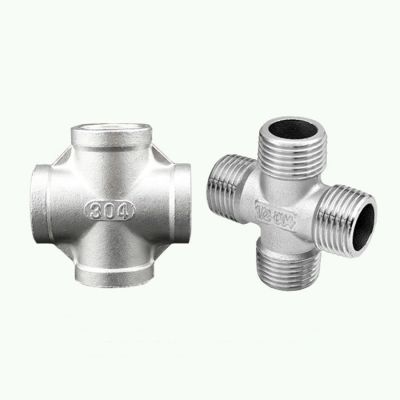 304 Stainless Steel DN8 10 15 DN20 25 32 40 50 1/2 BSP Female Male Thread 4 Way Equal For Water Gas and Oil Cross Pipe Fittings