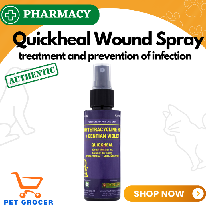 Quickheal wound spray (oxytetracycline + gentian violet) 50ml Lazada PH