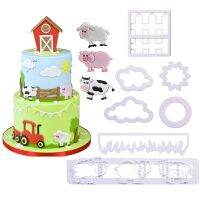 Fence Shape Cake Cutter Farm Animal Pig Cow Sheep Tractor Grass Cookie Mold Fondant Cake Decorating Tool Sugarcraft Pastry Mould Bread  Cake Cookie Ac