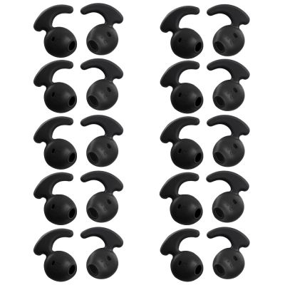 10 pairs ofReplacement Ear Hooks Tips Silicone Ear Gels Buds for Samsung Galaxy S7/S7 Edge /S6/S6 Edge Sports Earbuds (Black)