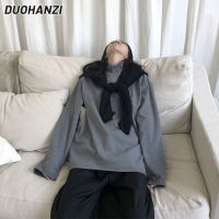 DUOHANZI เสื้อยืดแขนยาวผู้หญิง,เสื้อคอเต่าฤดูใบไม้ร่วงและฤดูหนาวสามสีพื้นเสื้อยืดสีทึบเข้าได้กับทุกชุดเข้ารูปพอดีแขนยาว