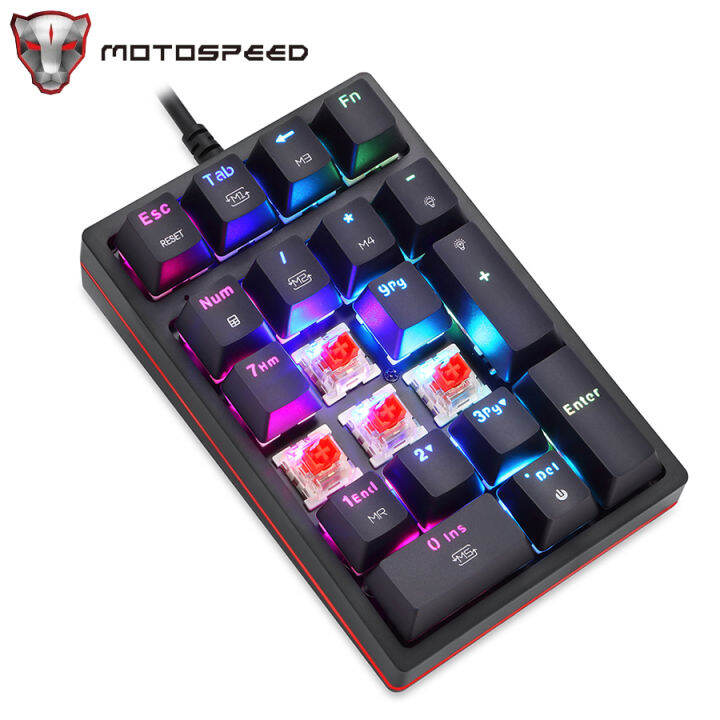 MOTOSPEED K24 Numeric Mechanical Keypad USB Wired 21 Keys Numpad RGB ...