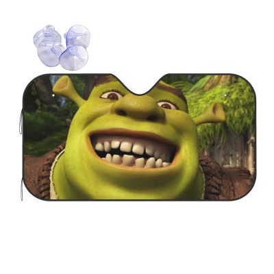 Shrek Smile Memes ที่บังแดดกระจกรถยนต์,ที่บังแดดการ์ตูนอเนกประสงค์สำหรับรถที่บังกระจกหน้ารถรถยนต์ขนาด70X130ซม. ที่บังแดดพลังงานแสงอาทิตย์