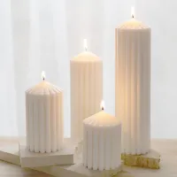 Acrylic Candle Molds Easy Demoulding Long Pillar Wax Mould DIY Large Striped Columnar Conical Cylinder Mould Home Wedding Decor