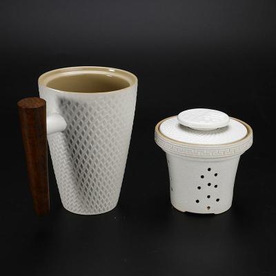 กาแฟเซรามิคแปลกใหม่ถ้วยชาเหยือกกรองไม้ Handle ถ้วยเทศกาลคู่ที่ดีที่สุดของขวัญ 260ML ถ้วยเซรามิกกับกล่องของขวัญ