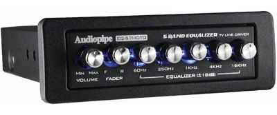 AudioPipe EQ-57MOTO 5 Band 7 Volt Line Driver Car Audio Graphic Equalizer with Universal Half-Din Chassis and Adjustable Knobs, Black