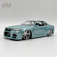 A1:24 D Iecast รถโมเดลของเล่น GT-R R34ขนาดเล็กยานพาหนะจำลองคอลเลกชัน