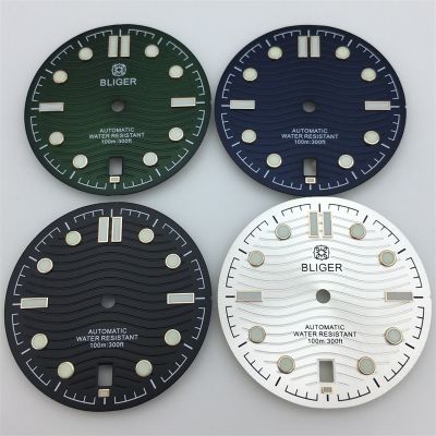 BLIGER New 31Mm Black White Blue Green Dial Green Luminous Rose Gold Index 6 O Clock Date Fit NH35 NH35A Movement