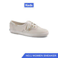 KEDS รองเท้าผ้าใบหนัง แบบผูกเชือก รุ่น CH KS TUMBLED LEATHER สีครีม ( WH57745 )