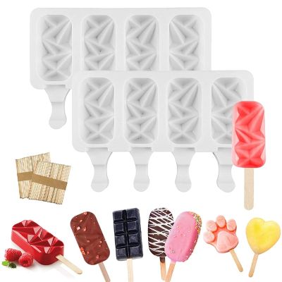 hot【cw】 4 Cell Silicone Mold Popsicle Molds Mould Pop Maker Tray