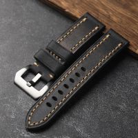 Handmade Layer Cowhide Leather Strap 20 22 24MM Dark Grey Men Vintage celet Mountaineering Watch Military Watch Tough Guy