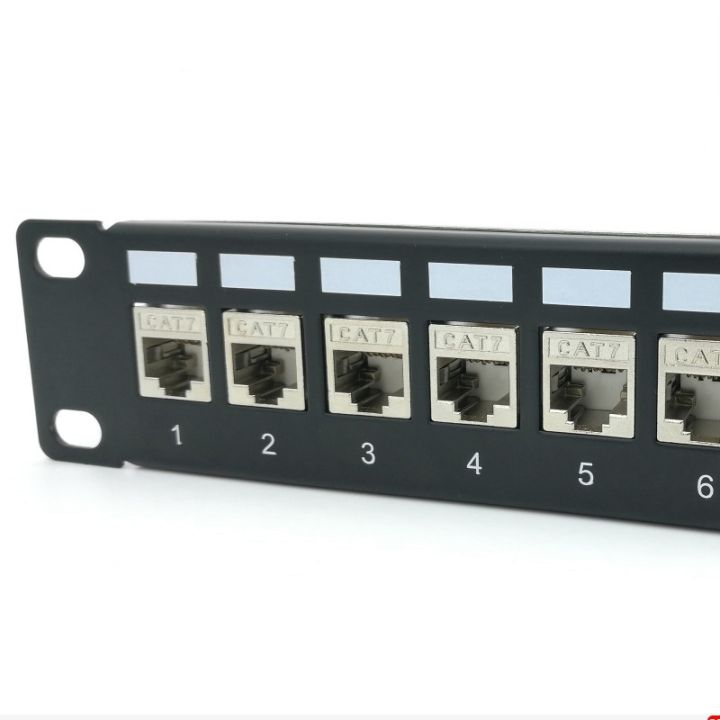 cat7-patch-panel-24port-cat7-cat6a-ftp-patch-panel-full-shielded-incl-24x-cat7-shielded-keystone-adapter-1u-19-inch