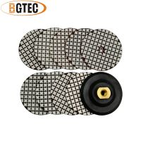 BGTEC 9pcs/set 100mm Dry Diamond Polishing Pad for Granite Marble Mixed Grits plus a M14 Rubber backer