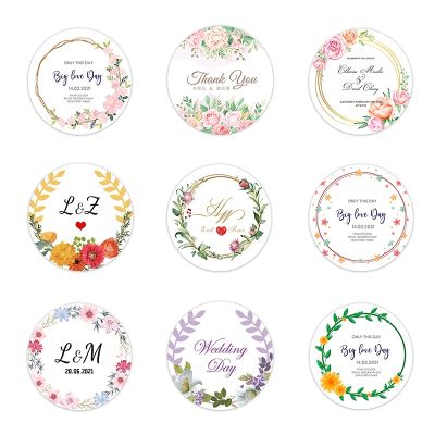 hot！【DT】▲⊕♀  Round Wedding Sticker Customize Logo Birthday Personalized Design Your Label Self-adhesive