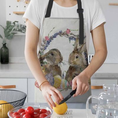 Easter Bunny Egg Flower Kitchen Aprons for Women Household Cleaning Apron Chefs Cooking Baking Apron for Child