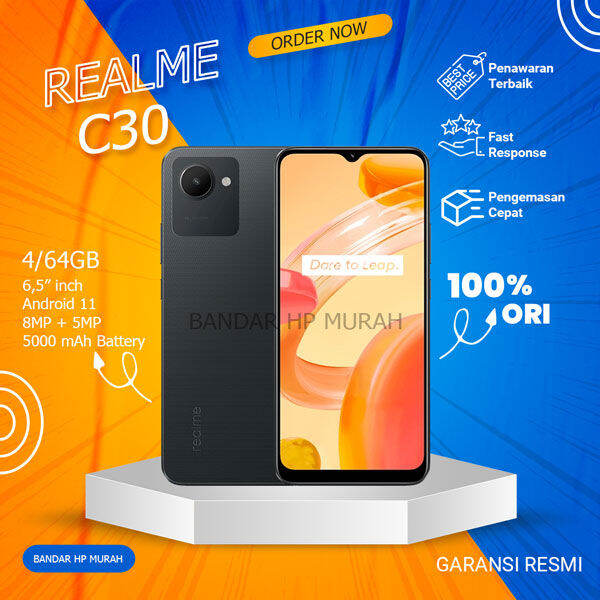 REALME C30 4/64GB Unisoc T612 Processor 5000mAh Massive Battery Garansi ...