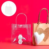 12 Pcs Transparent Bag Small Gift Bags Clear Plastic Handle Reusable Gifts PVC Handles Wrapping Tote Gift Wrapping  Bags